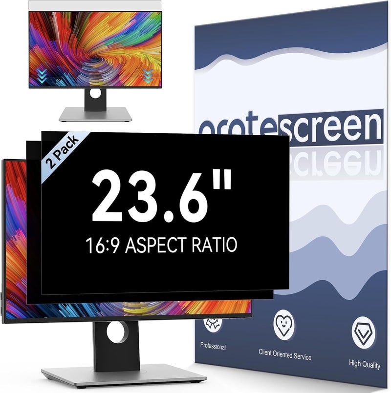 Protescreen [2-Pack] 23.6 Inch Computer Privacy Screen Filter for 16:9 Widescreen Monitor, Removable Eye Protection Anti Glare Blue Light Filter Privacy Shield, Anti Scratch Anti Spy Screen Protector Film 23.6 In - Image 1